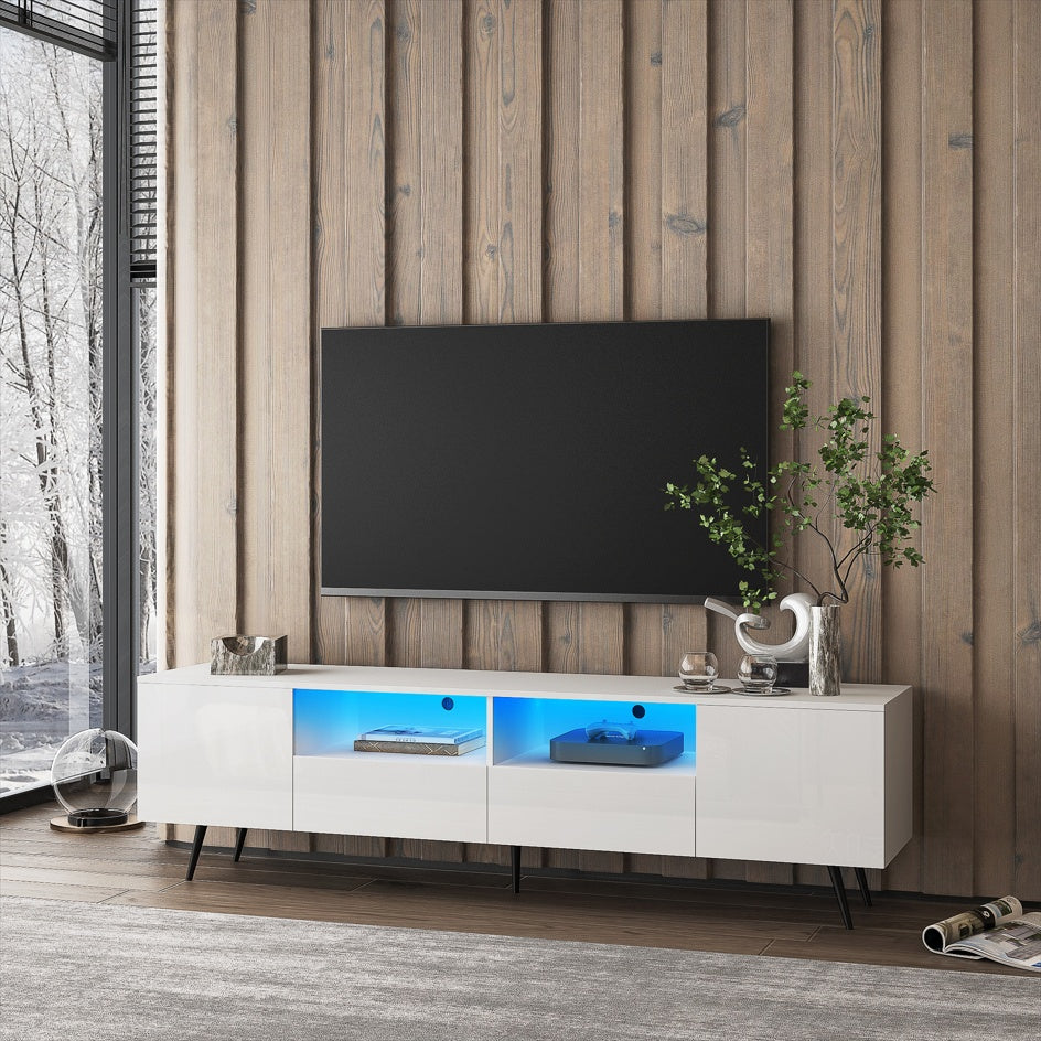 Viva Screenlight Collection: Modern White LED TV Stand