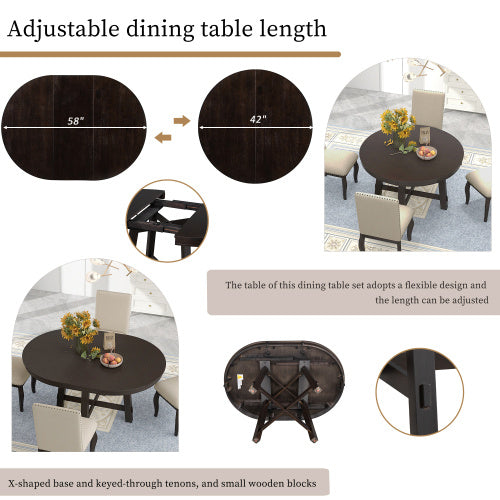 Viva Essentials Collection: 5-Piece Farmhouse Wooden Dining Table Set
