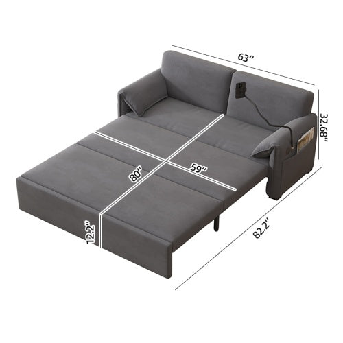 Viva Comfort Series: 63-Inch Velvet Multi-Mode Sofa Bed