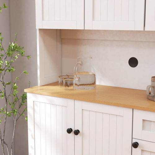 Viva Atelier Aurora White Freestanding Microwave Storage Cabinet