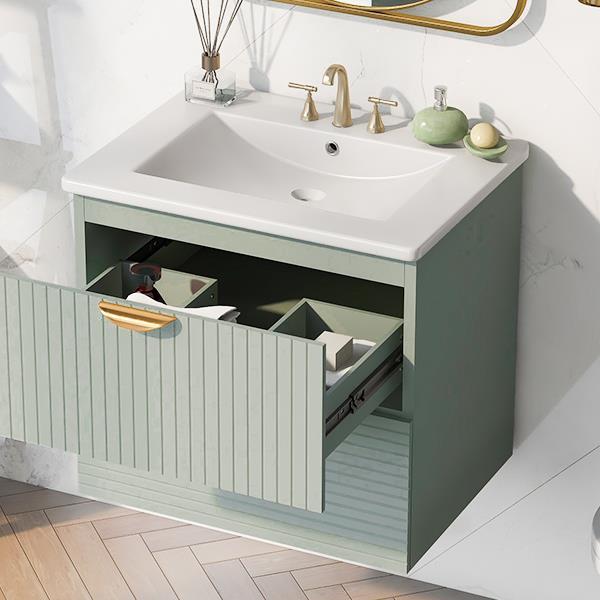 🚿 Modern 24-Inch Wall Mounted Bathroom Vanity – Sleek & Space-Saving Design
