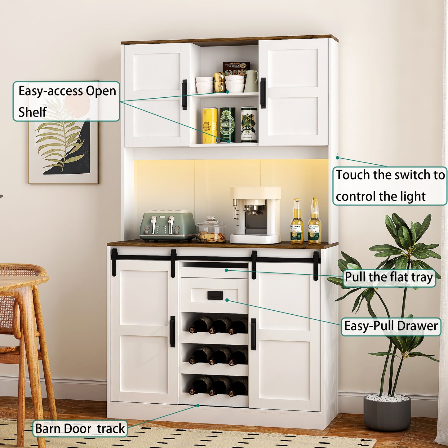 Viva Elite Hearthstone Farmhouse Bar Cabinet – Where Rustic Charm Meets Entertainment Excellence