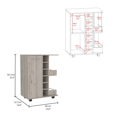 Plate Structure Dining Cabinet With Universal Wheel Trolley