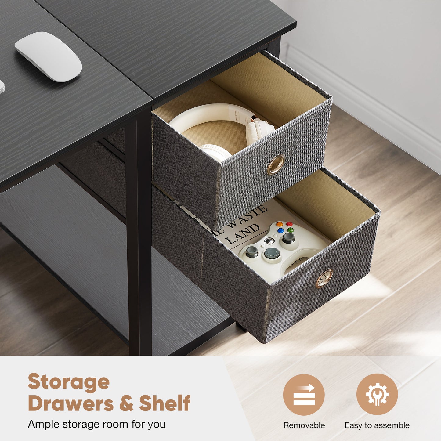 Viva Smart Living Collection: Walnut Computer Desk with Storage Drawer