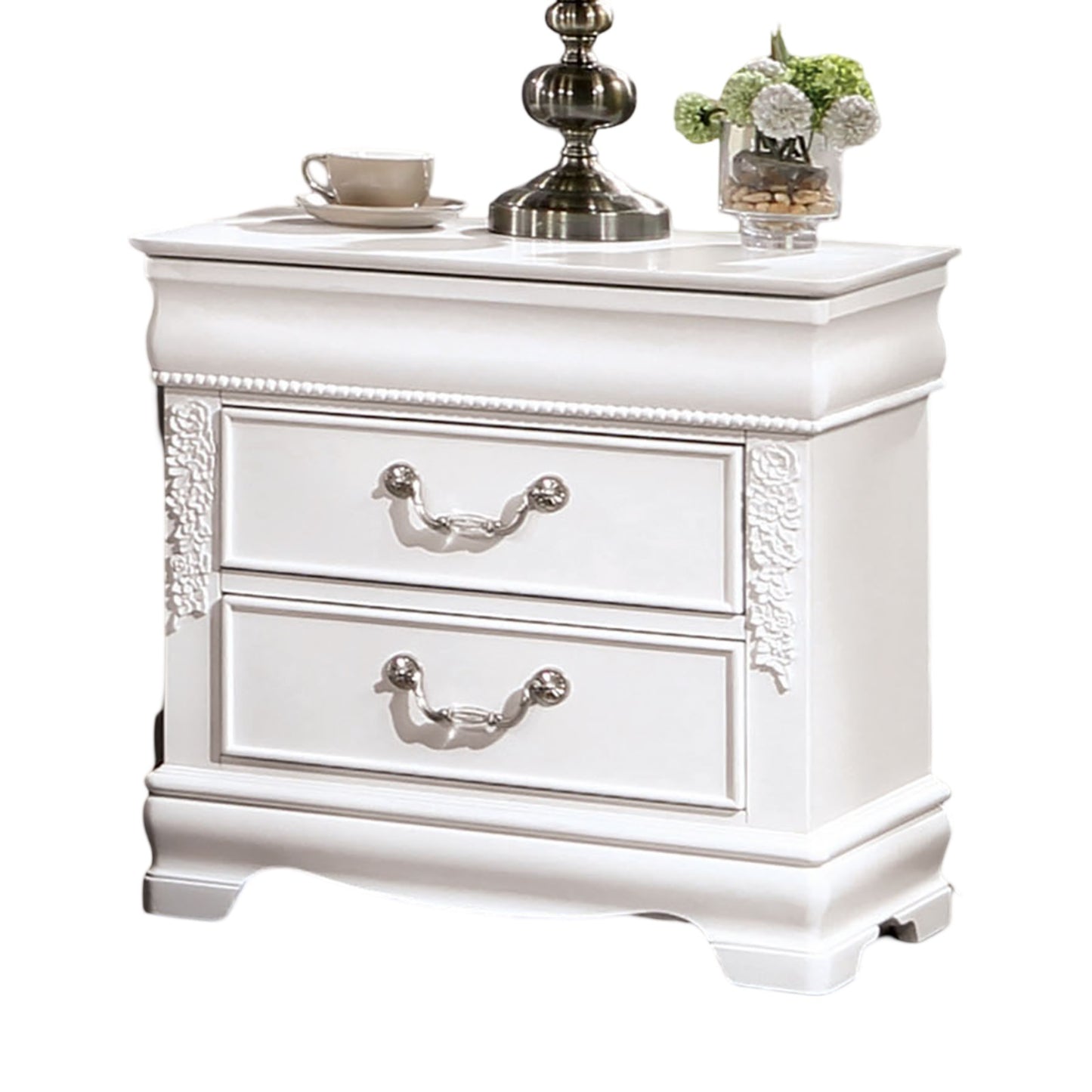 Viva Étoile Collection: Étoile White Solid Wood Nightstand