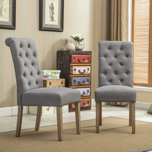 Viva Vanity Habit Solid Wood Tufted Parsons Dining Chair (Set of 2)