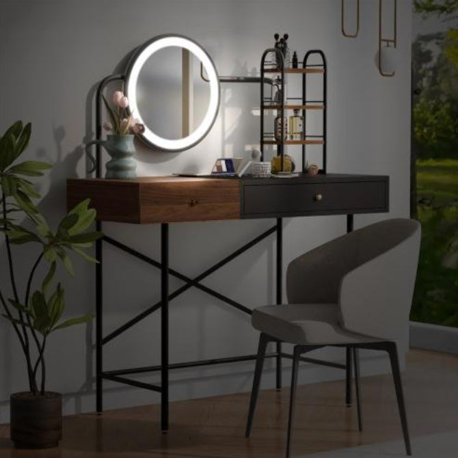 Makeup Vanity Desk with 3-Mode Lighted Mirror & Wireless Charging – The Perfect Beauty Station