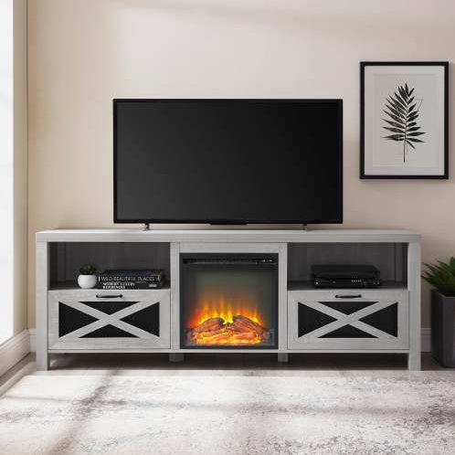 Viva Atelier Industrial Farmhouse Metal Mesh TV & Fireplace Stand