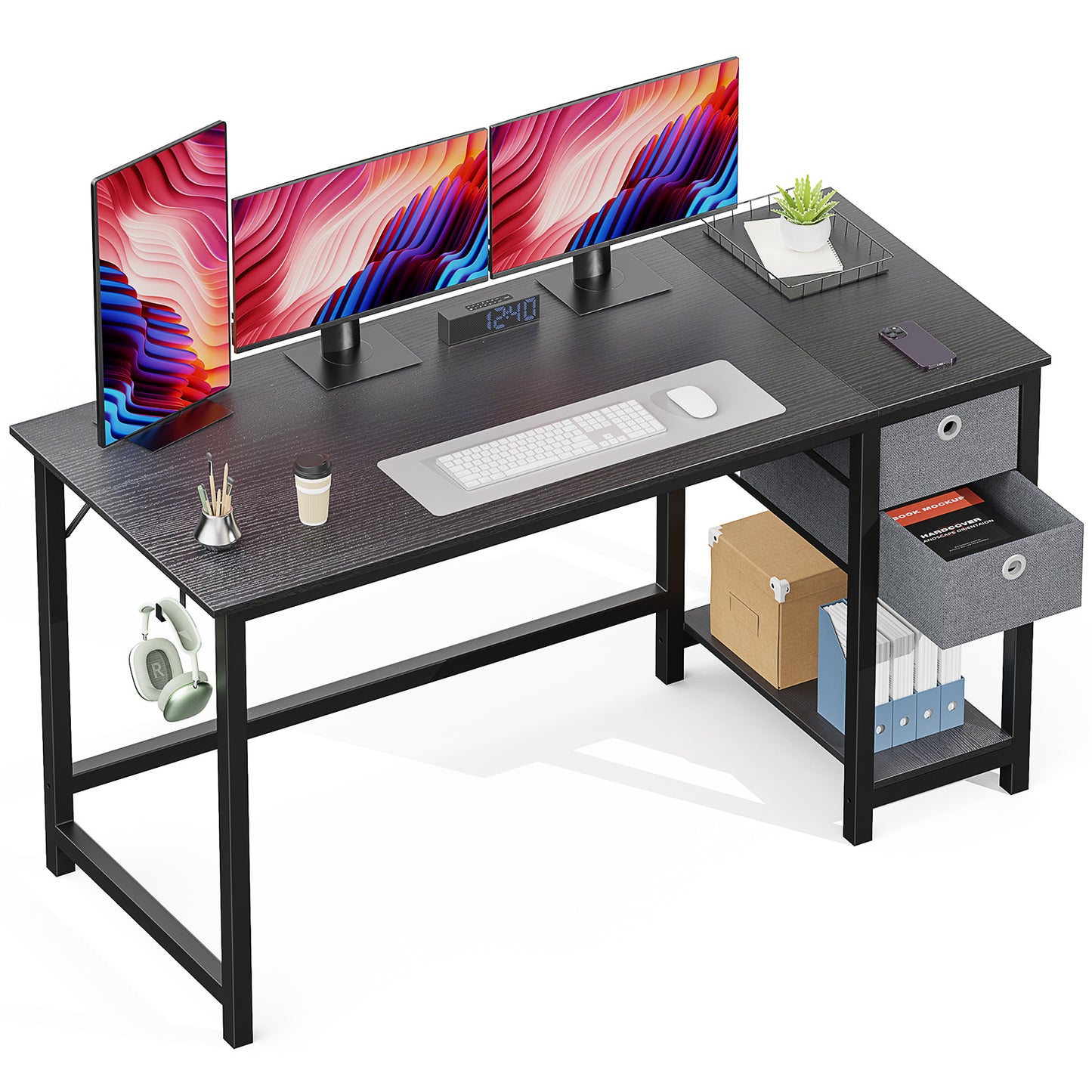 Viva Smart Living Collection: Walnut Computer Desk with Storage Drawer