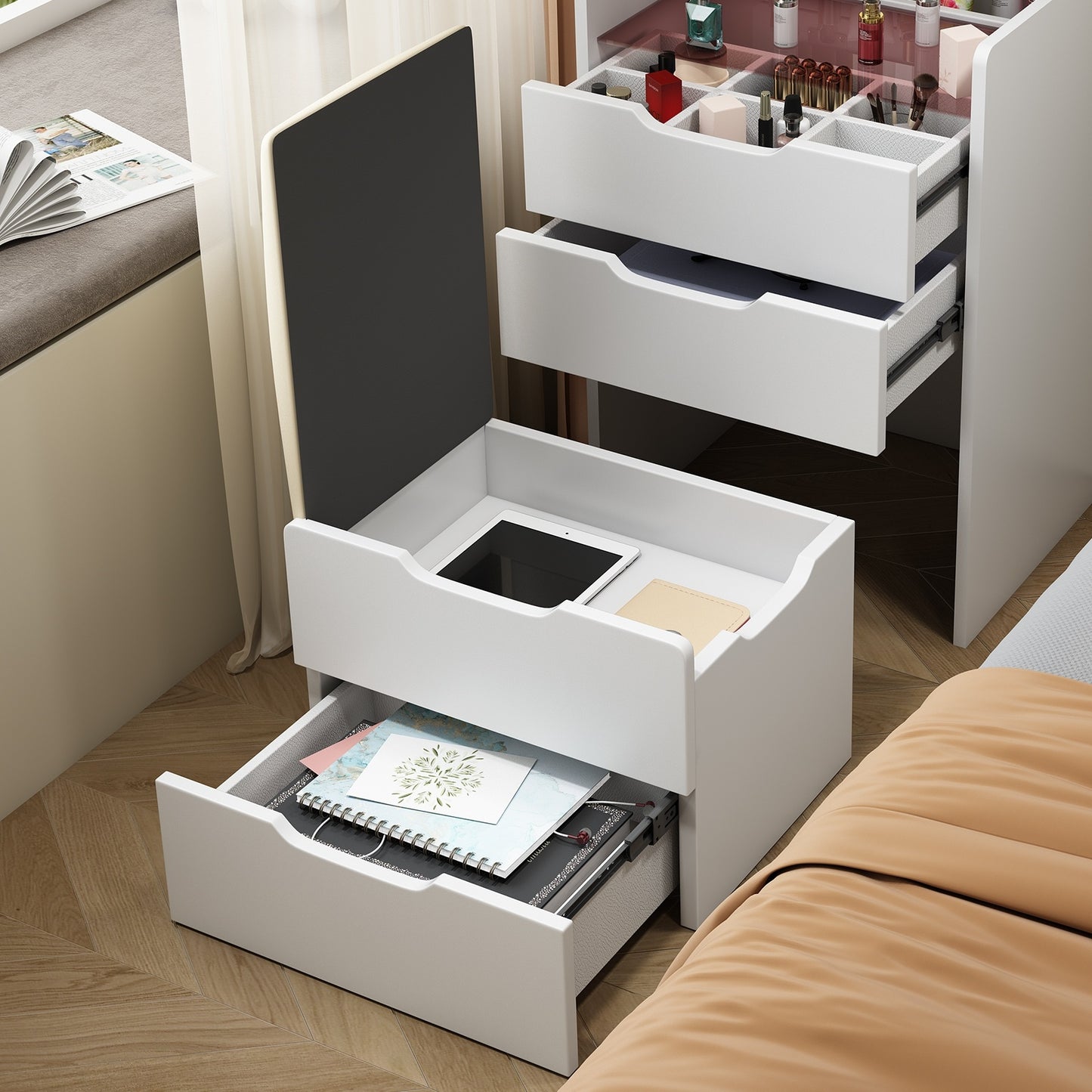 Redefine Your Beauty Space with the 3-in-1 Smart Vanity Desk