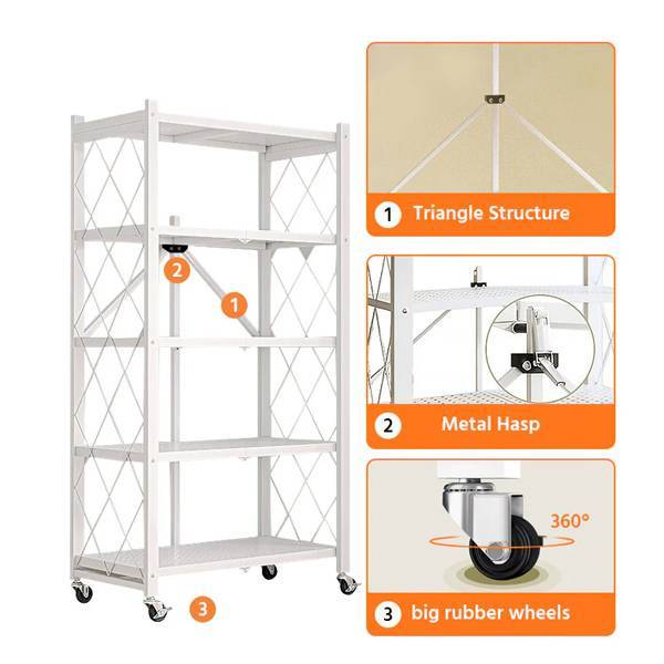 Viva Essentials Collection: 5-Tier Foldable Metal Organizer Shelves