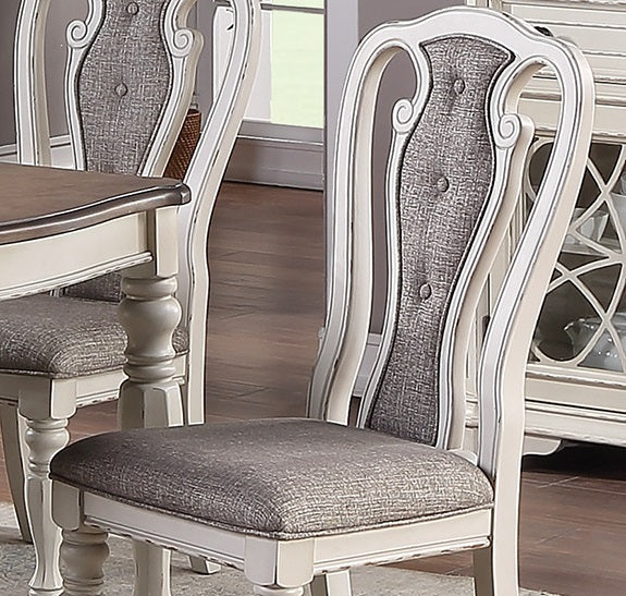 Viva Bellezza Grace Tufted Dining Chair Duo – Antique White (Set of 2)