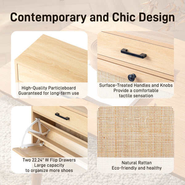Viva Essentials – Rattan Shoe Cabinet with Drawstring & Dual Compartments
