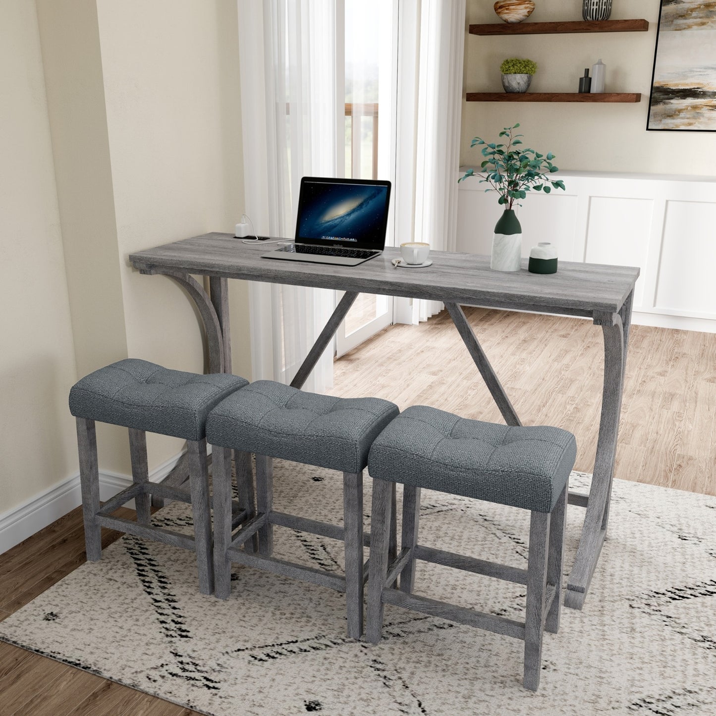 Viva Smart Living Collection: Power‑Ready Industrial Bar Table Set