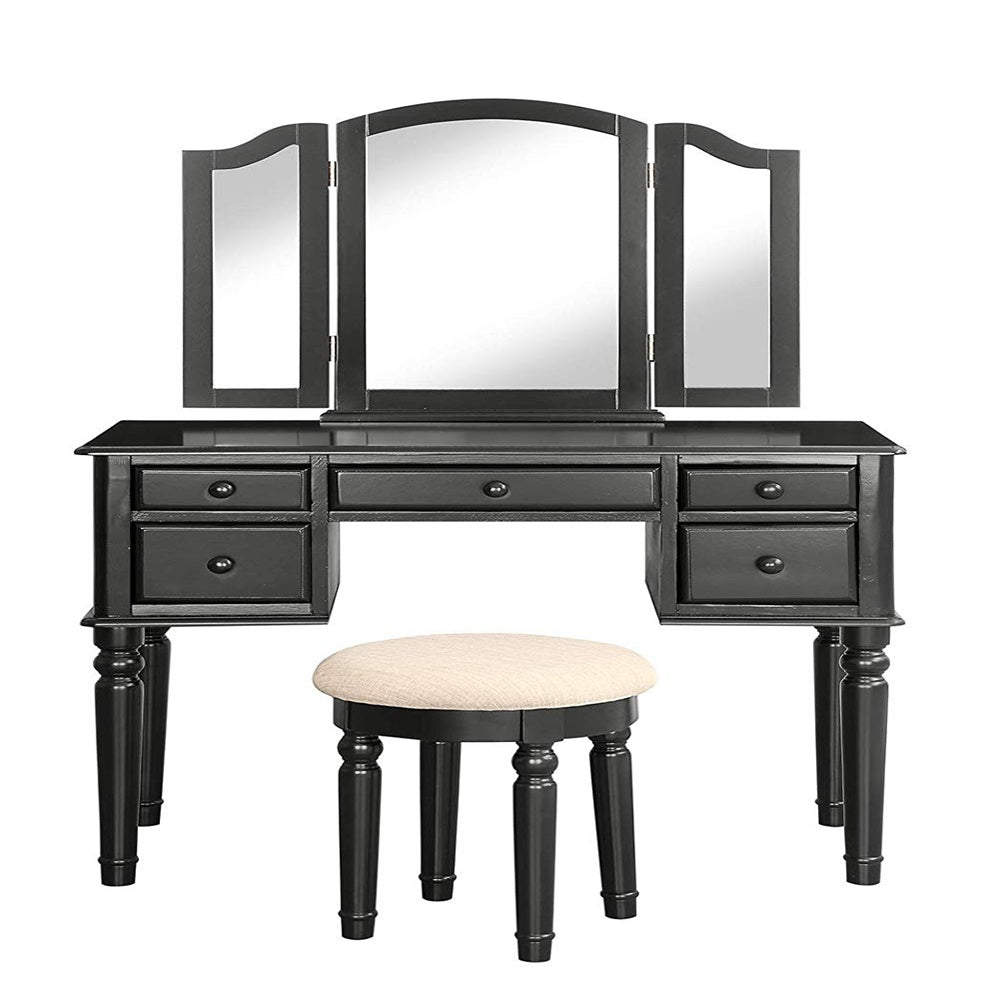 Viva Elite 5-Drawer Vanity Set with Mirror & Stool Collection - The Future of Complete Beauty