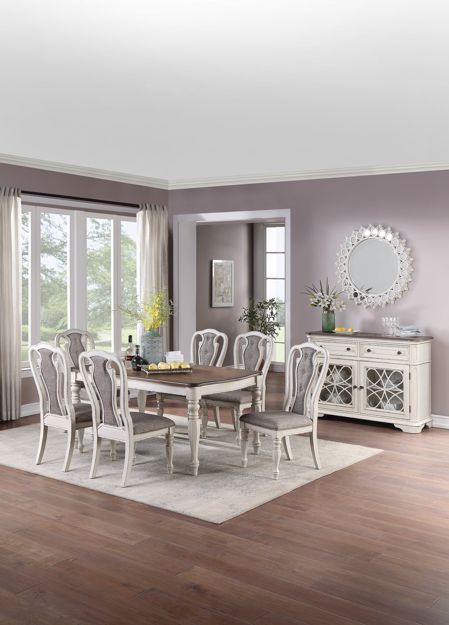 Viva Bellezza Grace Tufted Dining Chair Duo – Antique White (Set of 2)