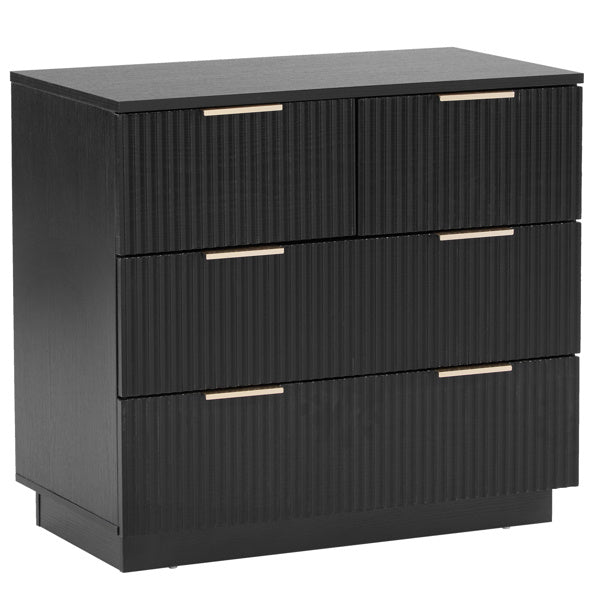 Viva Noir Vague Collection: Viva Noir Vague 4-Drawer Wave Nightstand