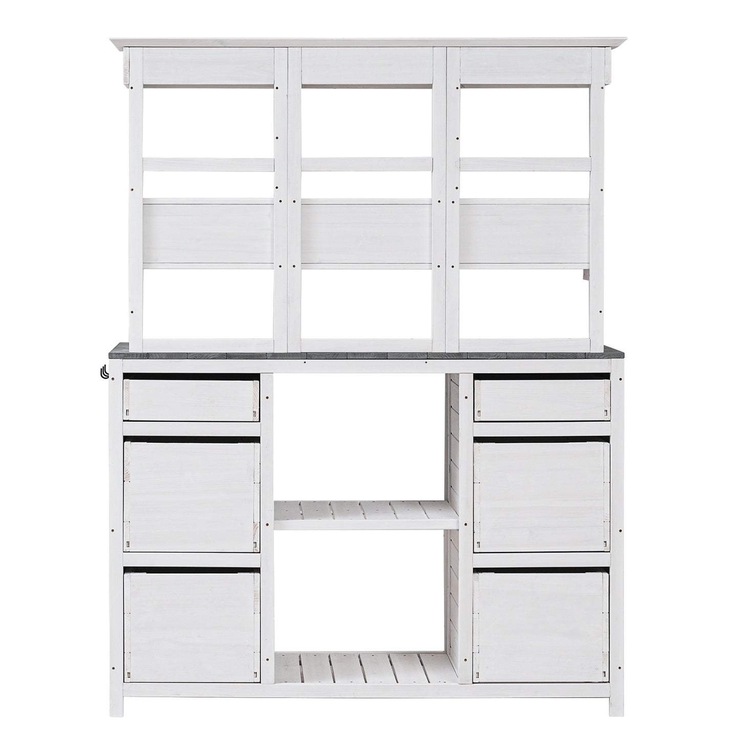 Video Provided TOPMAX Garden Potting Bench Table, Rustic And Sleek Design With Multiple Drawers An