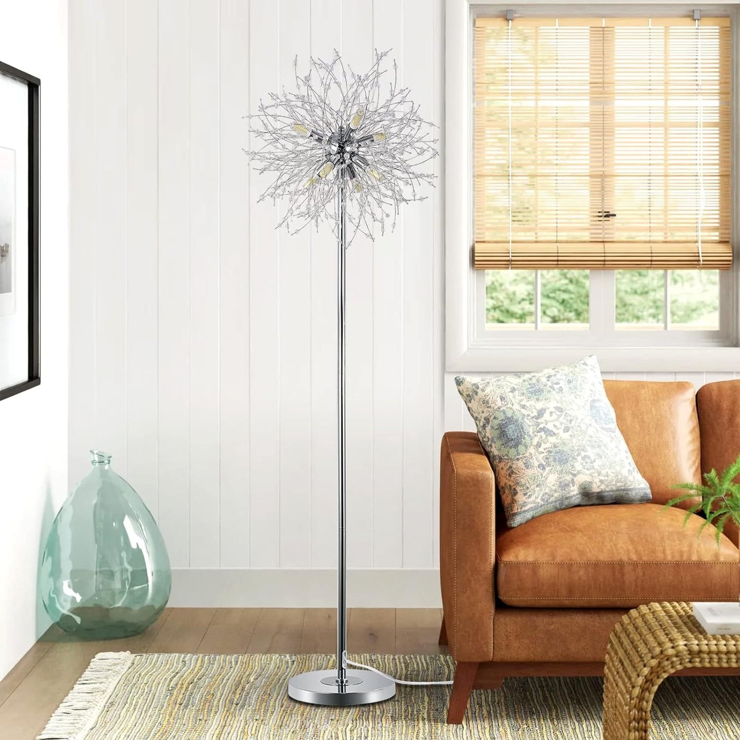 Modern Crystal Floor Lamp - 69-inch Tall Elegant Standing Lamp for Bedroom & Living Room Decor