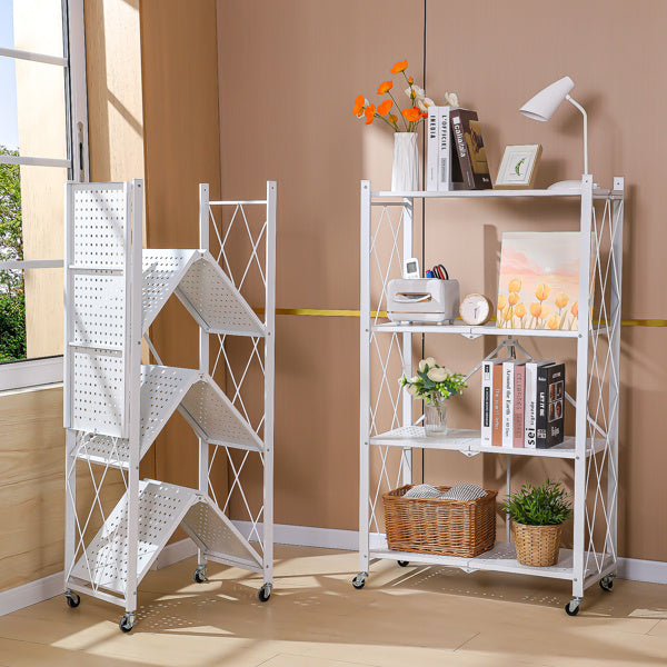 Viva Essentials Collection: 5-Layer White Foldable Metal Storage Rack