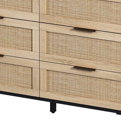 Drawers Rattan Storage Cabinet Rattan Drawer,for Bedroom,Living Room,Black