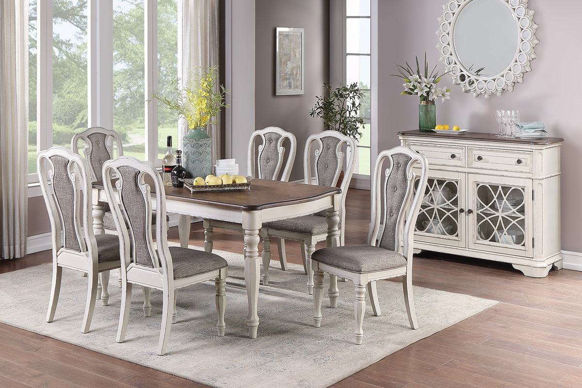 Viva Bellezza Grace Tufted Dining Chair Duo – Antique White (Set of 2)