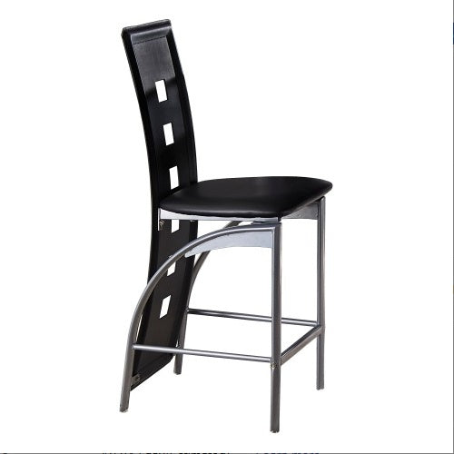 Set Of 2pc Modern Style Counter Height Chairs Metal Base And Leather Upholstered Back