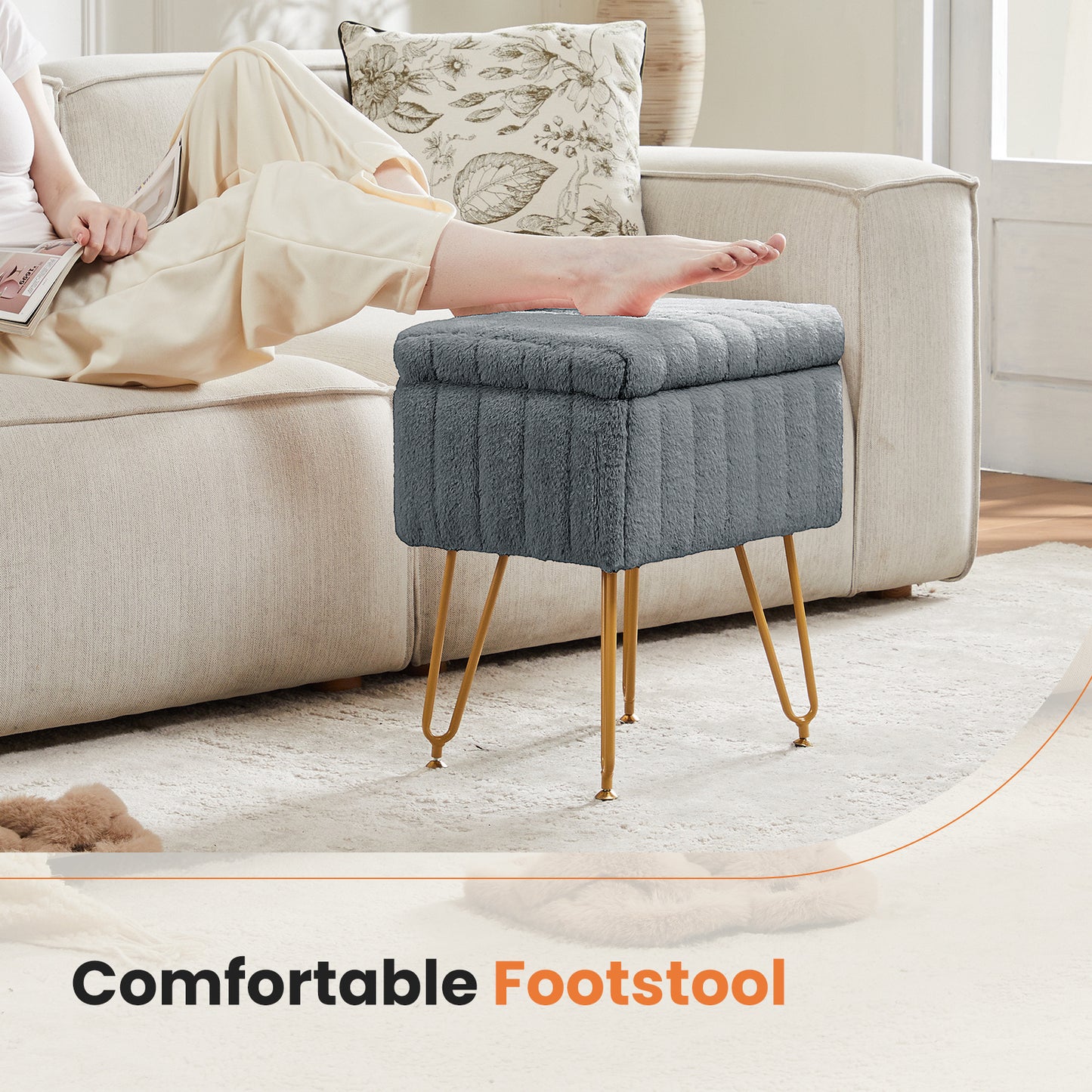Viva Elite Zara Faux Fur Storage Vanity Stool Collection - The Future of Luxurious Comfort