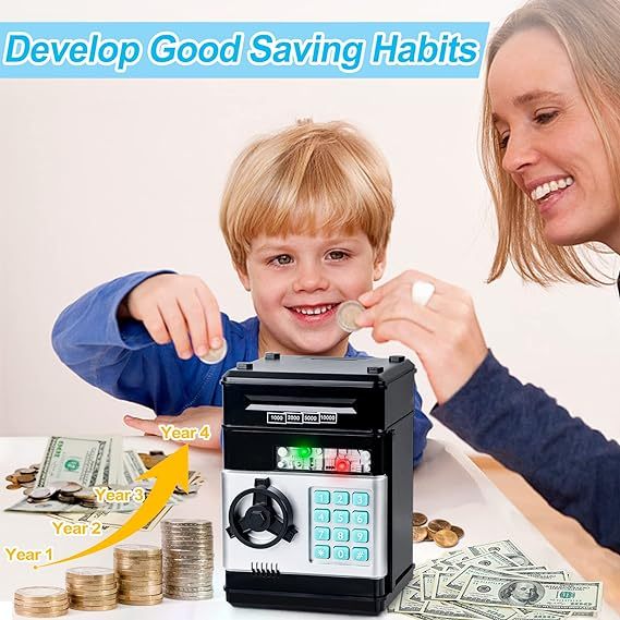 Saving Challenge Automatic Coin Storage Box – Modern Battery-Powered Piggy Bank for Kids