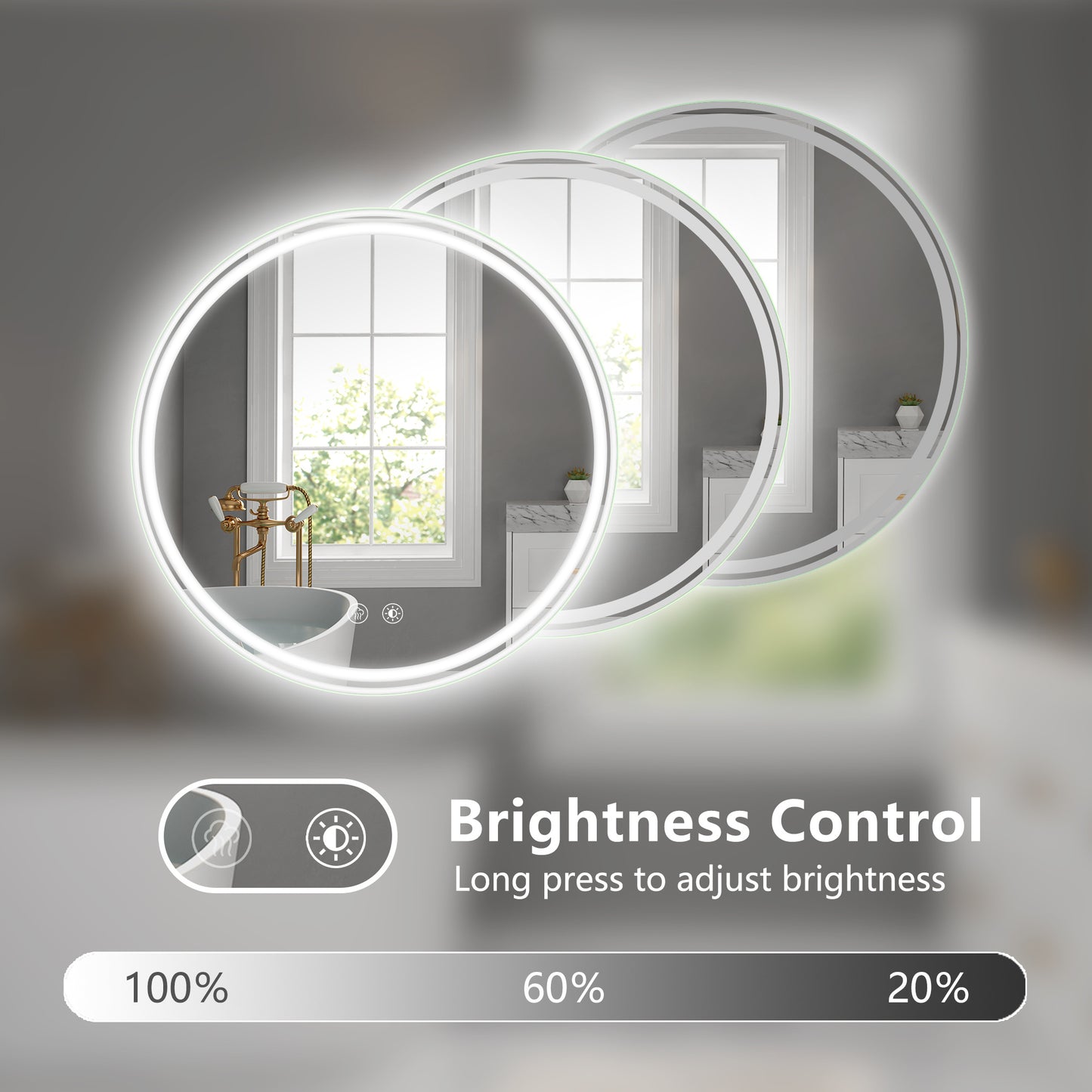 28-Inch Round LED Bathroom Mirror – Modern & Functional Elegance