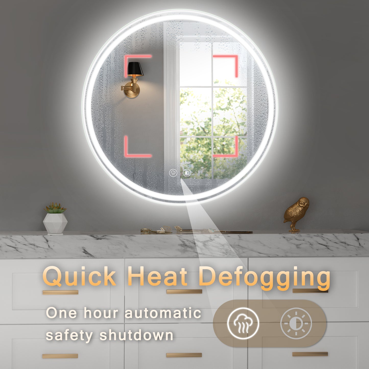 28-Inch Round LED Bathroom Mirror – Modern & Functional Elegance