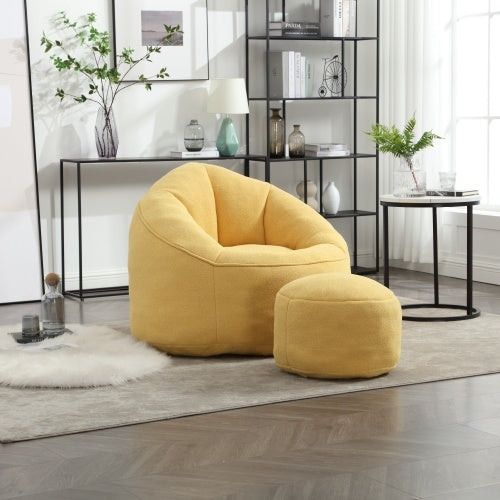 Viva Luxe Blanc High-Foam Bean Bag Sofa Chair & Ottoman