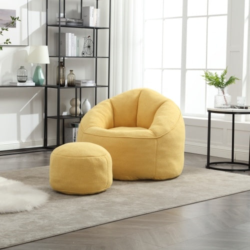 Viva Luxe Blanc High-Foam Bean Bag Sofa Chair & Ottoman