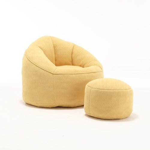 Viva Luxe Blanc High-Foam Bean Bag Sofa Chair & Ottoman