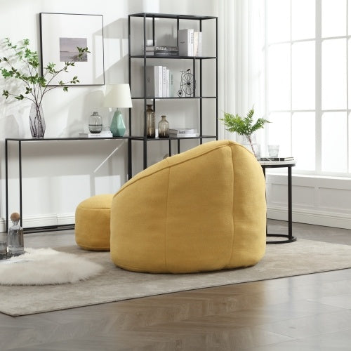 Viva Luxe Blanc High-Foam Bean Bag Sofa Chair & Ottoman