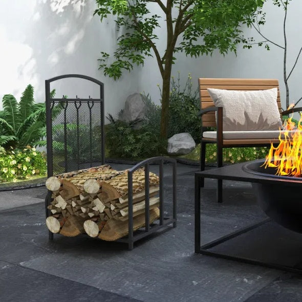 Viva Emberfire Firewood Rack with Fireplace Tools