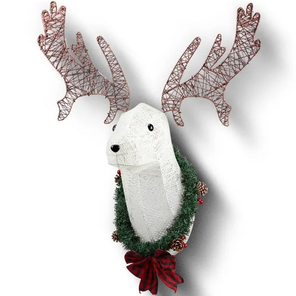 39'' Pre-Lit 3D Reindeer Head Hanging Wreath β The Ultimate Lighted Christmas Wall Decor for Indoor & Outdoor Holiday Display