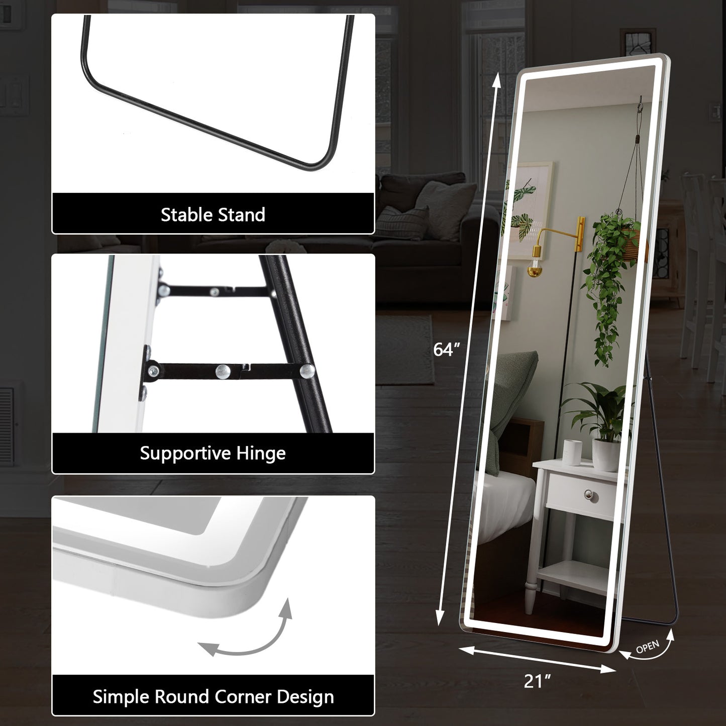 3-Color Lighting Mirror with LED Lights – Elevate Your Beauty Routine