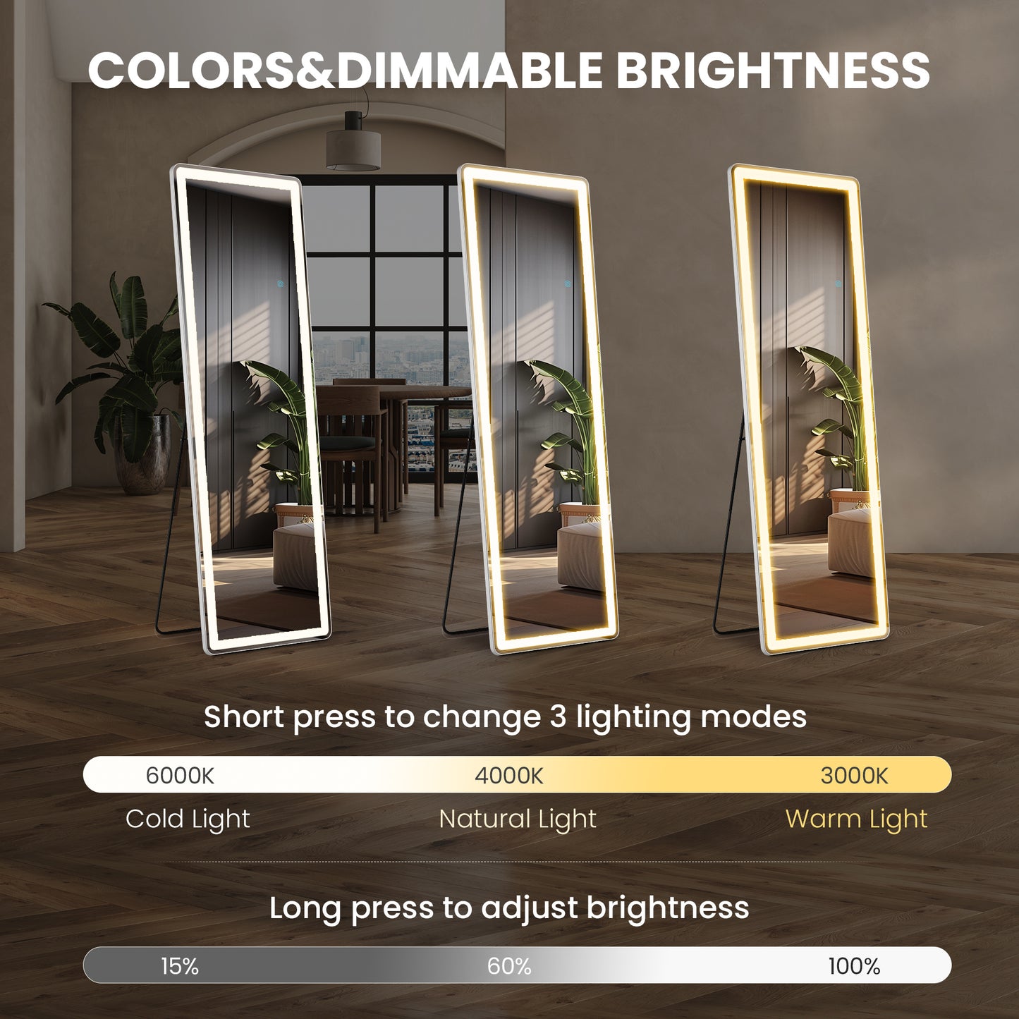 3-Color Lighting Mirror with LED Lights – Elevate Your Beauty Routine