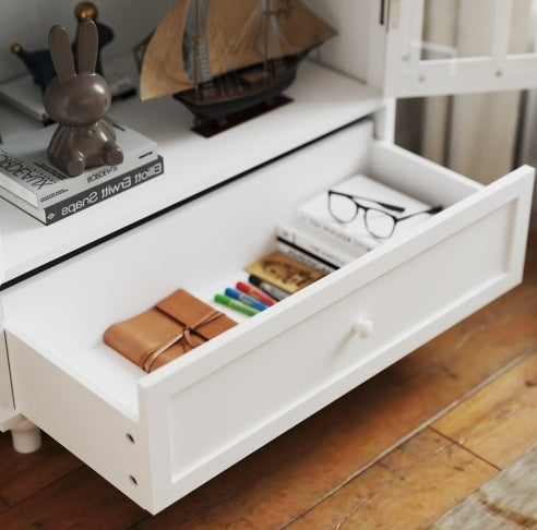 Viva Atelier Opal White Glass-Front Buffet Cabinet