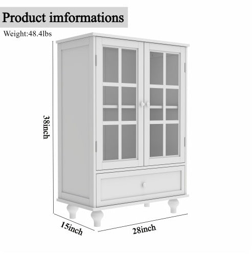 Viva Atelier Opal White Glass-Front Buffet Cabinet