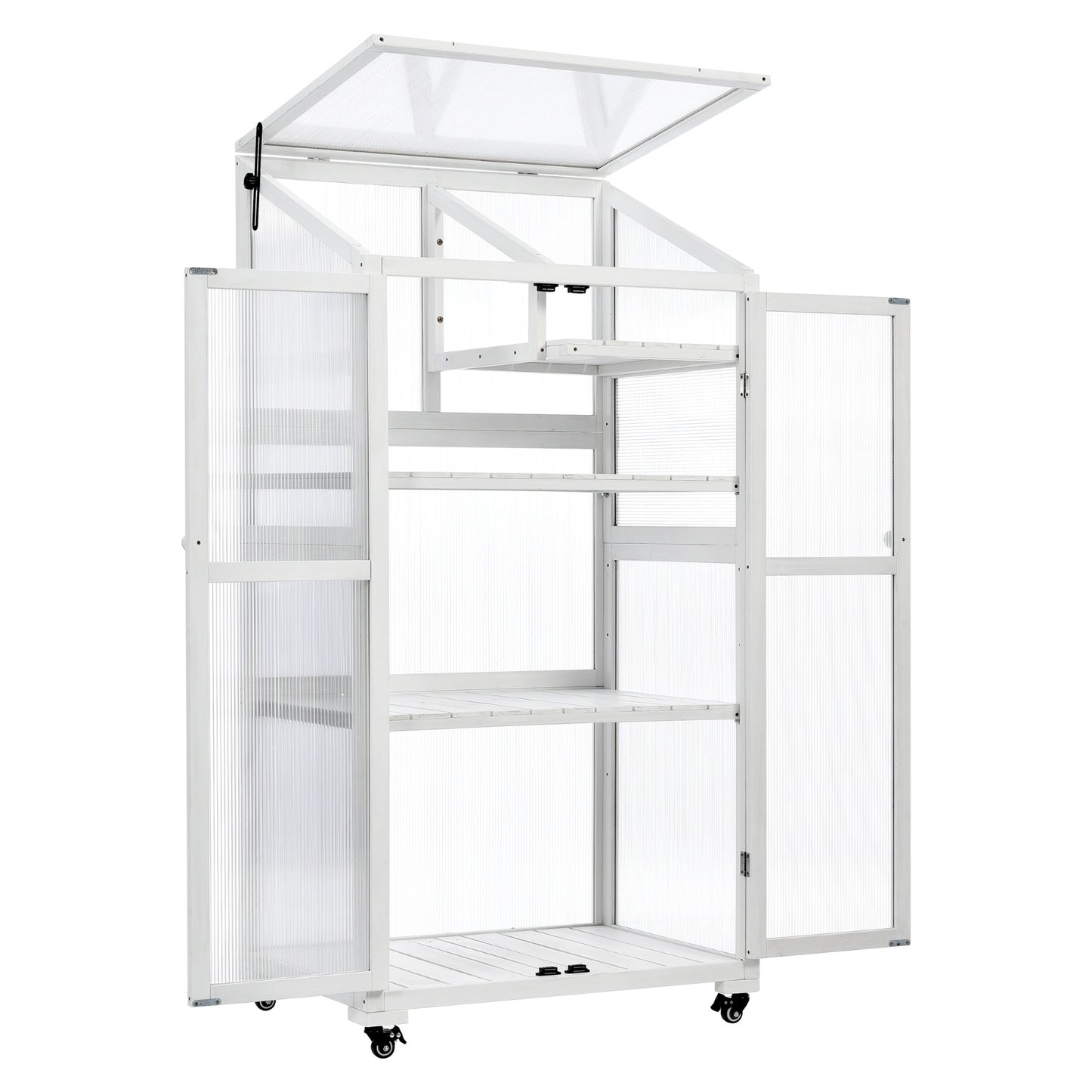 TOPMAX 62-inch Wooden Greenhouse with Wheels & Adjustable Shelf – Smart Gardening, Stylish Living