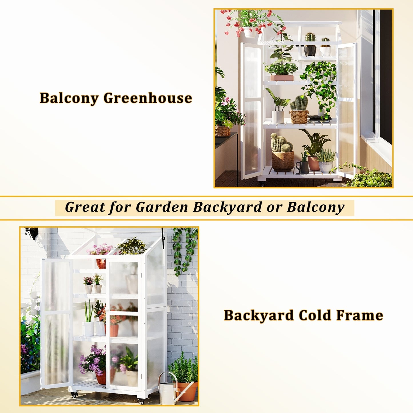 TOPMAX 62-inch Wooden Greenhouse with Wheels & Adjustable Shelf – Smart Gardening, Stylish Living