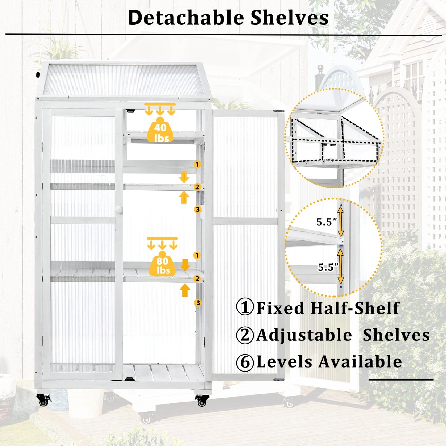 TOPMAX 62-inch Wooden Greenhouse with Wheels & Adjustable Shelf – Smart Gardening, Stylish Living