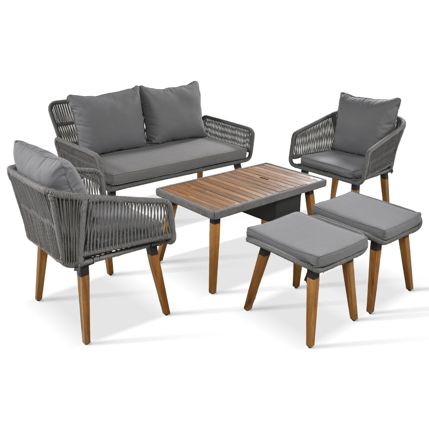 Viva Alfresco Living Collection: Capri Luxe 6-Piece Rope Patio Set