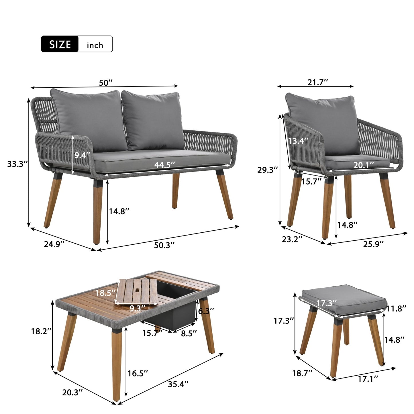 Viva Alfresco Living Collection: Capri Luxe 6-Piece Rope Patio Set