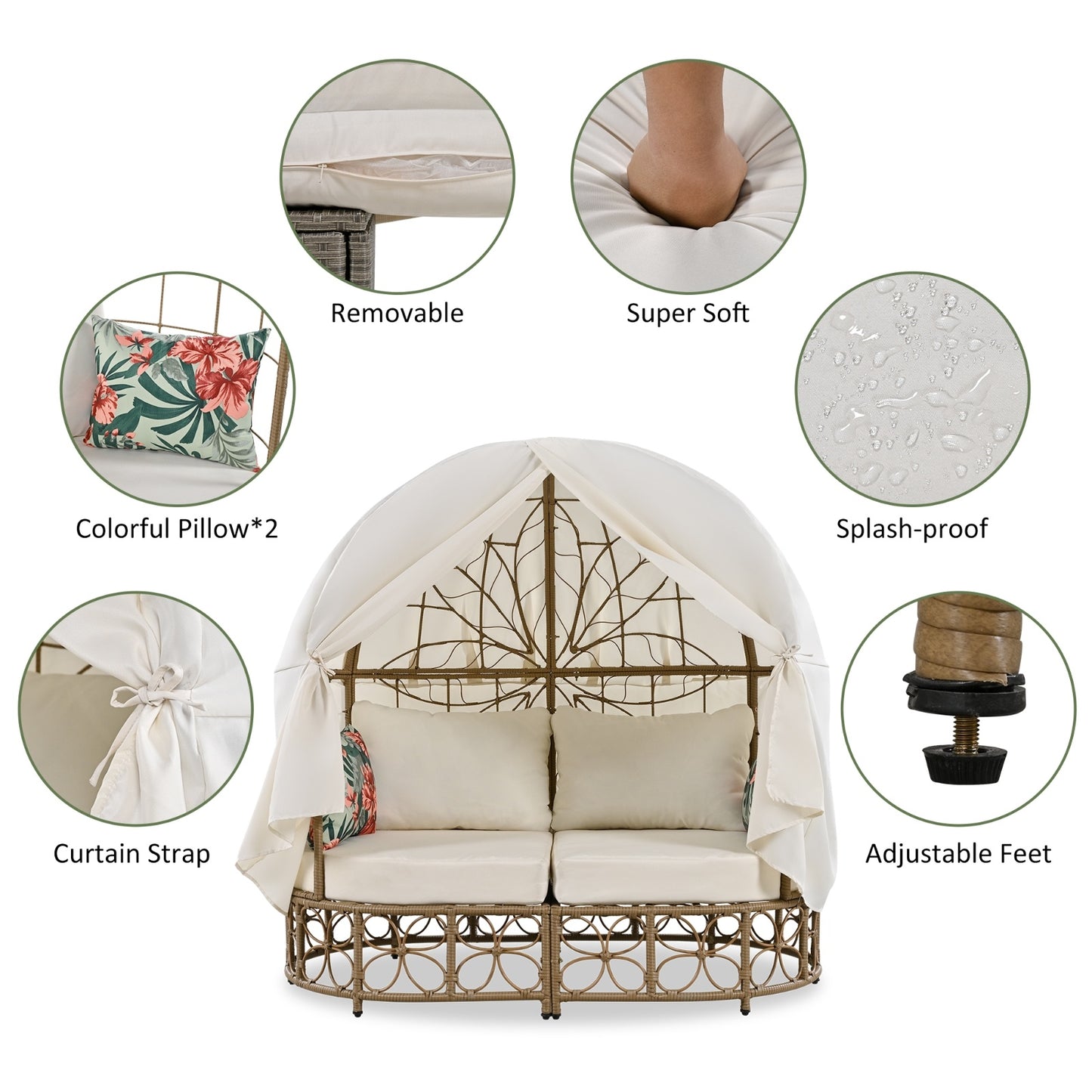 Viva Solara Floral-Pattern Wicker Daybed