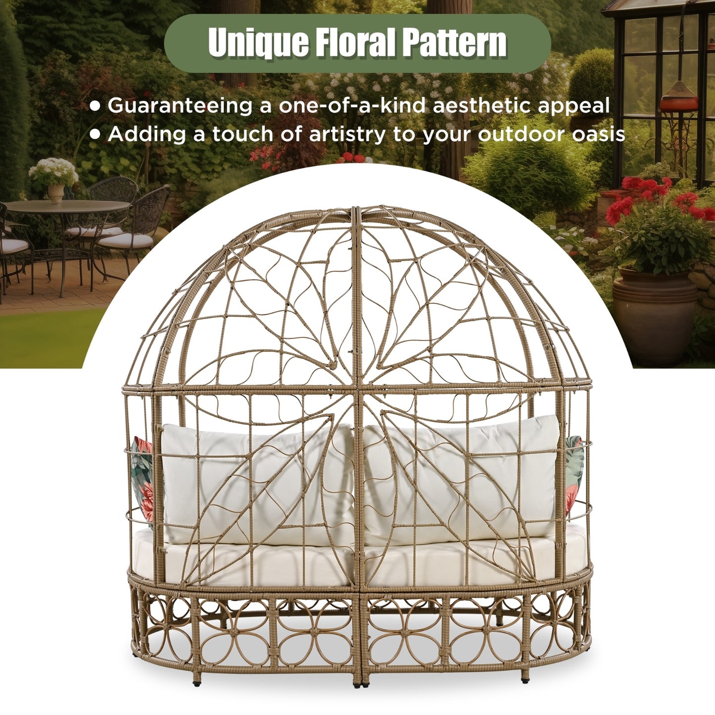 Viva Solara Floral-Pattern Wicker Daybed