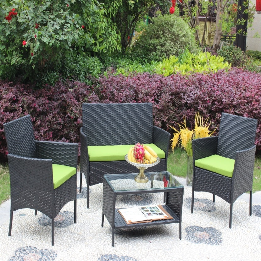 🌿 Viva Solace™ 4-Piece Rattan Patio Furniture Set – Outdoor Elegance, Everyday Comfort