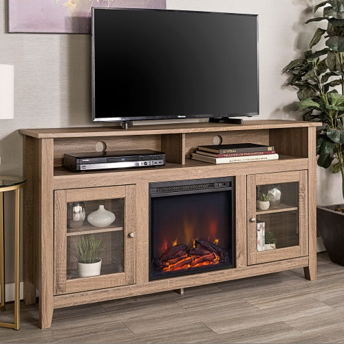 Viva Hearth Collection: Classic Glass Door Fireplace TV Stand